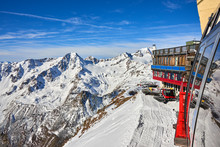 Val Senales, Italy-13 November 2013:Winter Landscape, Val Senales Italian Glacier Ski Resort In Sunny Day, Panorama Of Italian Alps