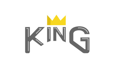 King Typography Gold Crown Text Logo Design Symbol Illustration