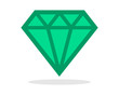 green emerald crystal gem diamond icon image vector icon