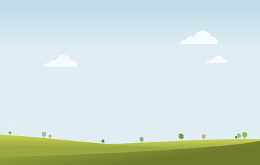green landscape and blue sky, minimal, vector
