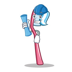 Poster - Architect toothbrush character cartoon style