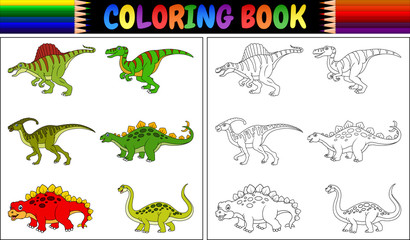 Sticker - Coloring book with dinosaur cartoon collection