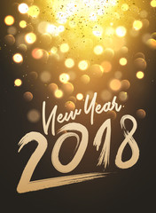 Wall Mural - New Year party bokeh design lights. New year poster glow card illustration