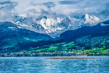 Upper Lake Zurich (Obersee) Landscape, Schwyz, Swizterland