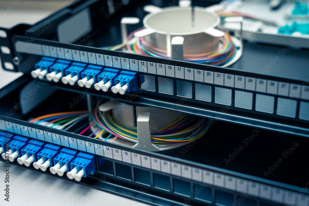 Fibre optic patch distribution panel Stock Photo | Adobe Stock