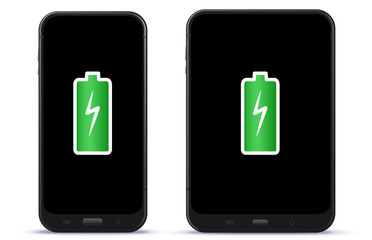 Wall Mural - mobile phone and tablet computer with full battery vector illustration