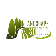 Canvas Print - Green landscape design studio vector icon