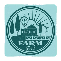Wall Mural - Grunge farm food label design
