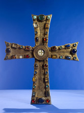 Gold Colour Bejeweled Cross  