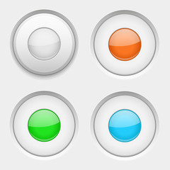 Wall Mural - white round buttons. normal and active. colored collection