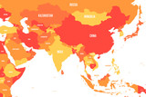 Fototapeta Mapy - Political map of western, southern and eastern Asia in shades of orange. Modern style simple flat vector illustration.