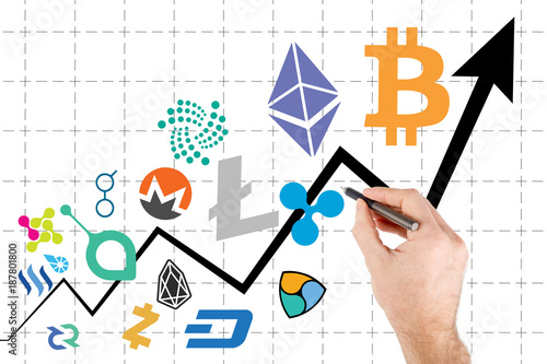 Fotomural Cryptocurrency bubble - Chart showing cryptocurrency price surge