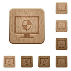 Wall Mural - Computer security wooden buttons