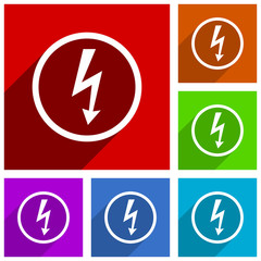 Poster - Bolt vector icons. Electricity flat design colorful illustrations for web designers and mobile applications in eps 10