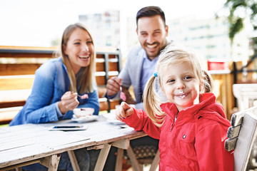 Family enjoying restaurant