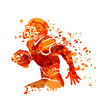 Vector watercolor silhouette american football player