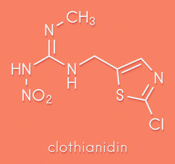 Canvas Print - Clothianidin insecticide molecule (neonicotinoid class). Skeletal formula.