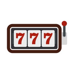 Poster - Slot machine with three sevens icon, flat style