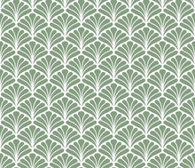 Vector Floral Art Nouveau Seamless Pattern. Geometric Decorative Leaves Texture. Retro Stylish Background. 