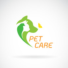 Vector Of Bird, Cat, Dog And Butterfly On White Background. Pet Care. Banners Animal. Easy Editable Layered Vector Illustration.