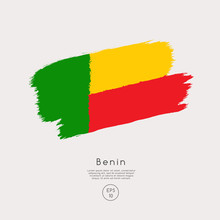Flag Of Benin In Grunge Brush Stroke : Vector Illustration