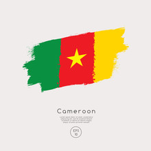 Flag Of Cameroon In Grunge Brush Stroke : Vector Illustration