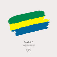Flag Of Gabon In Grunge Brush Stroke : Vector Illustration