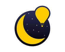 Circle Night Moon Air Balloon Image Icon