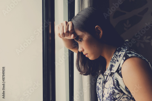 Woman Feeling Sad At Window Lonely Broken Heart Woman Unhappy