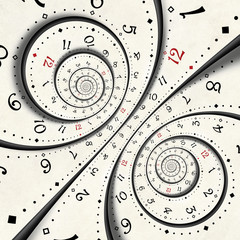 Wall Mural - abstract modern white surreal spiral clock fractal twisted watch unusual abstract texture background
