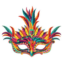 Happy Carnival Festive Concept With Musical Trumpet Mask. Carnival Mask. Vector Illustration