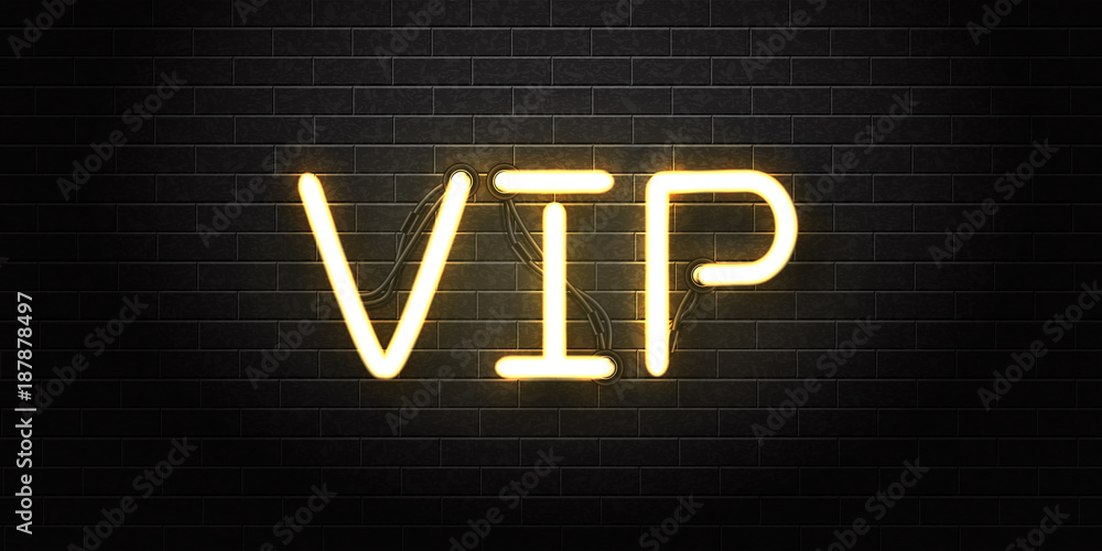 Vector realistic isolated neon sign of VIP lettering for decoration and ...