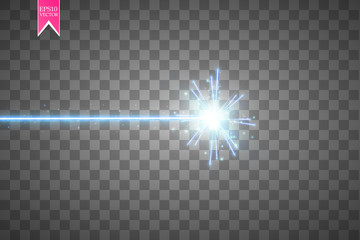 Wall Mural - abstract blue laser beam. isolated on transparent black background. vector illustration,