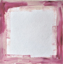 Pink Frame Gouache On Watercolor Paper