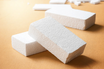 white polystyrene foam, material for packaging or craft applications