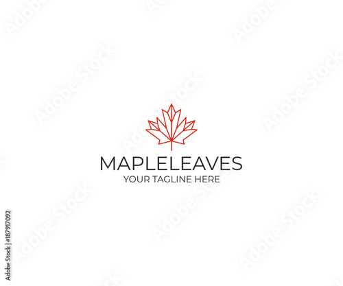 Fotomural Line maple leaf logo template