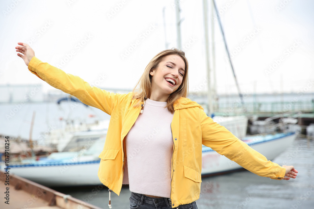 Beautiful smiling woman outdoors