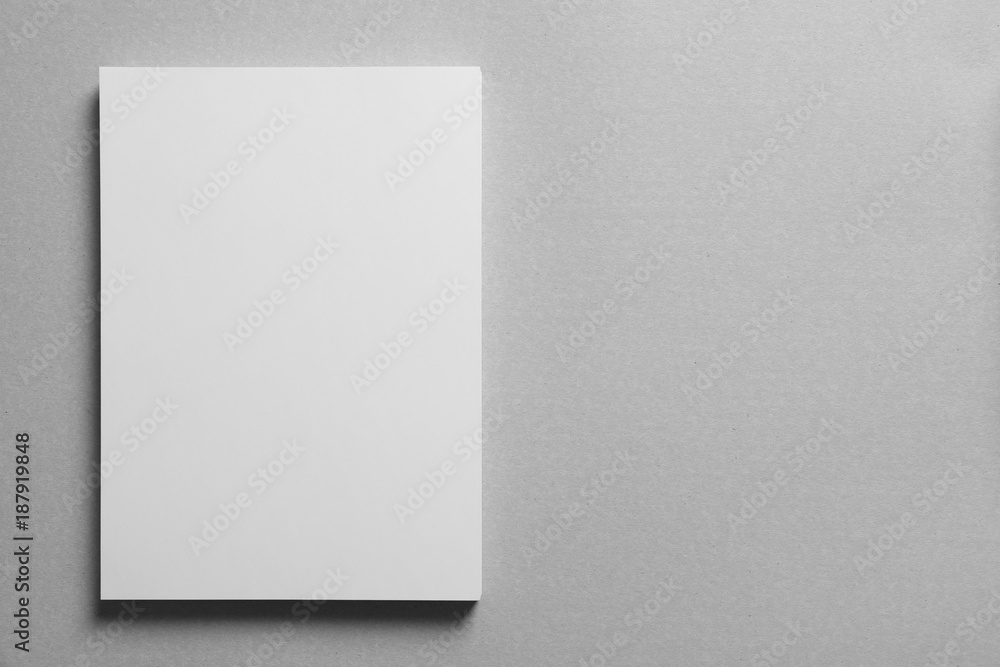 Blank sheet of paper on light background. Mock up for design