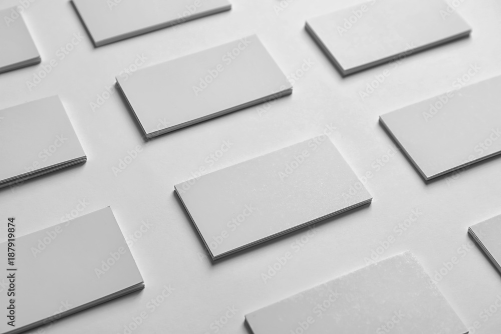 Mock up of business cards on white background