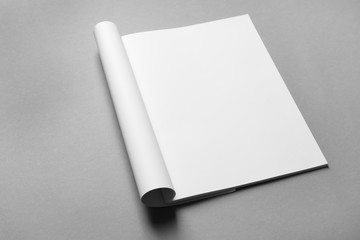 Wall Mural - Brochure with blank pages on grey background. Mock up for design