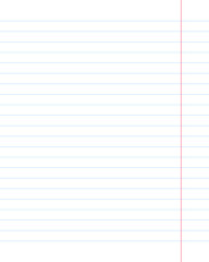 Poster - Vector realistic paper sheet blue lined. Single copybook sheet