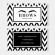 Set of brow artist business cards template with beautiful hand drawing eyebrows for logo of the master on eyebrows. Business card template. Modern card on black and white background with zigzag