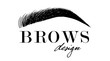 Brow design logo business card template. Beautiful hand drawing eyebrows for the logo of the master on the eyebrows. Business card template.