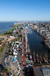Blick auf Bremerhaven von oben auf die Stadt, Treffen der Windjammer und Hafenfest während der Sail