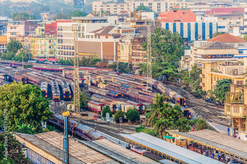 aerial view Bangkok Railway Station is the central hub of the railway station Wallpaper Mural