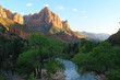 Watchman sunset from the bridge at Zion National Park