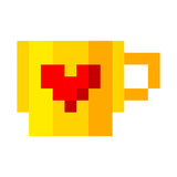 Fototapeta Panele - pixel cup of coffee tea cartoon retro game style