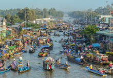 Floating Market In Mekong Delta, Vietnam