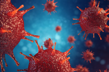 Wall Mural - 3d illustration pathogenic viruses causing infection in host organism, viral disease outbreak, virus