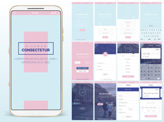 Wall Mural - design of mobile app, ui, ux, gui. set of user registration screens, account sign in, sign up, home 